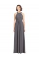 Stormy Silver A-Linien Neckholder Chiffon Spitze Lange Brautjungfernkleider Websites