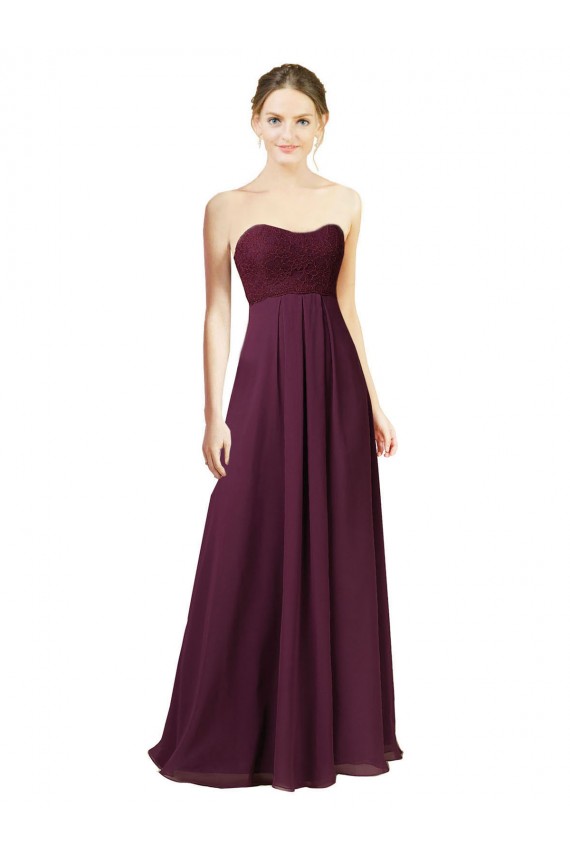 Traube A-Linien Chiffon Lange Brautjungfernkleider Websites