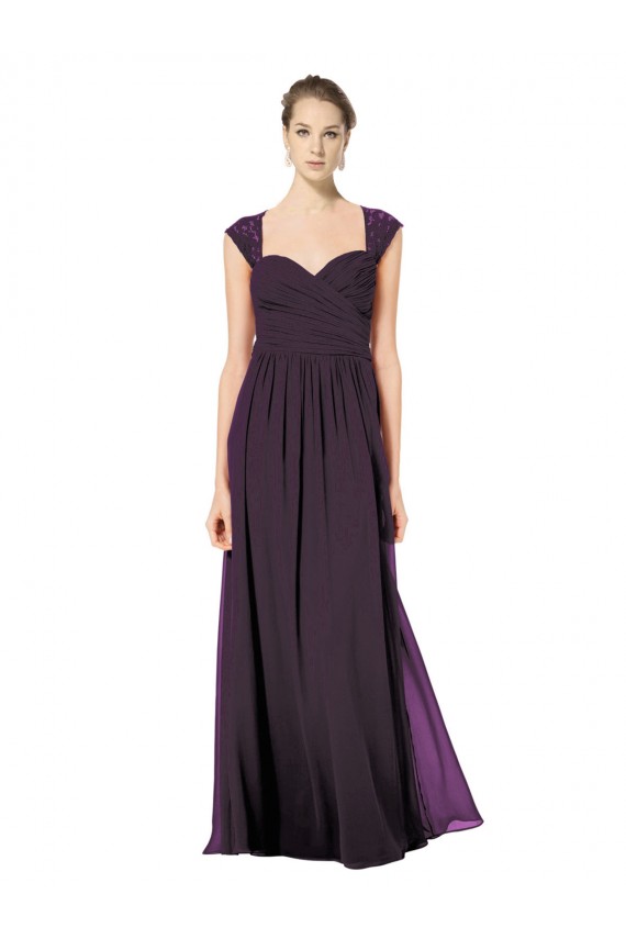 Traube A-Linien Chiffon Spitze Lange Brautjungfernkleider Websites