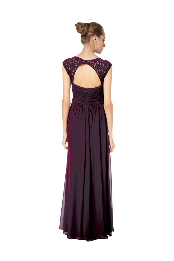 Traube A-Linien Chiffon Spitze Lange Brautjungfernkleider Websites