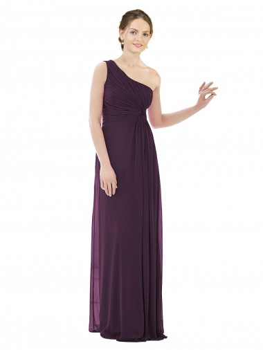 Traube A-Linien Eine-Schulter Chiffon Lange Brautjungfernkleider Websites