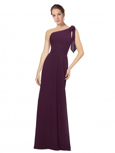 Traube A-Linien Eine-Schulter Chiffon Lange Brautjungfernkleider Websites