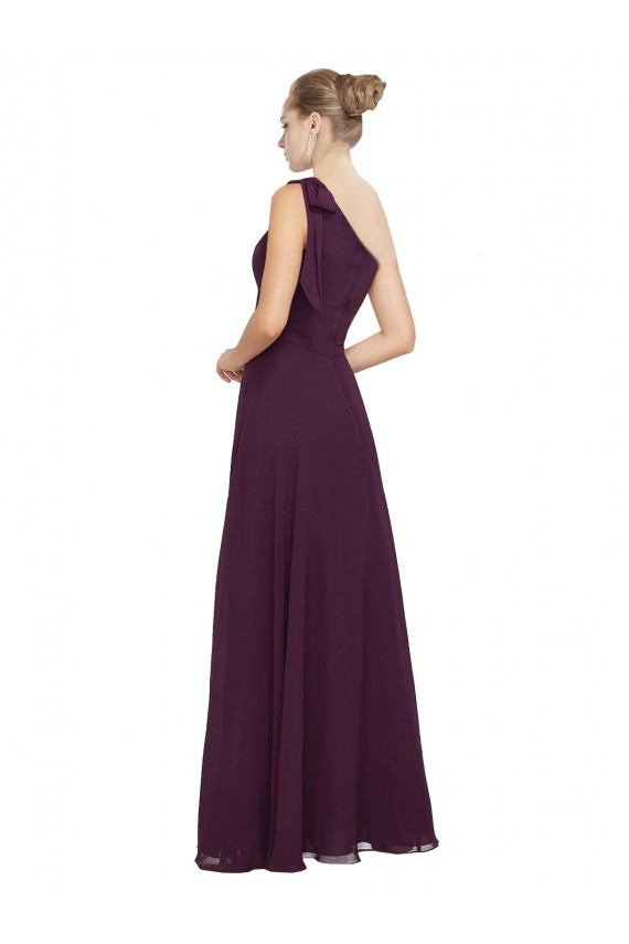 Traube A-Linien Eine-Schulter Chiffon Lange Brautjungfernkleider Websites