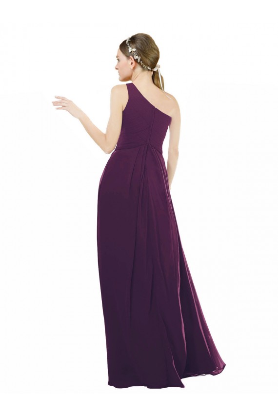 Traube A-Linien Eine-Schulter Chiffon Lange Brautjungfernkleider Websites