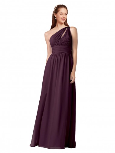 Traube A-Linien Eine-Schulter Chiffon Lange Brautjungfernkleider Websites