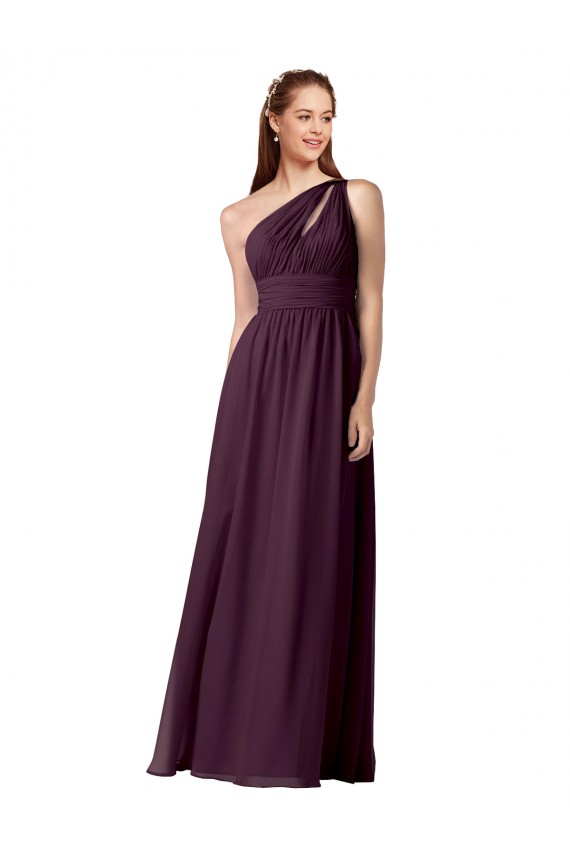Traube A-Linien Eine-Schulter Chiffon Lange Brautjungfernkleider Websites