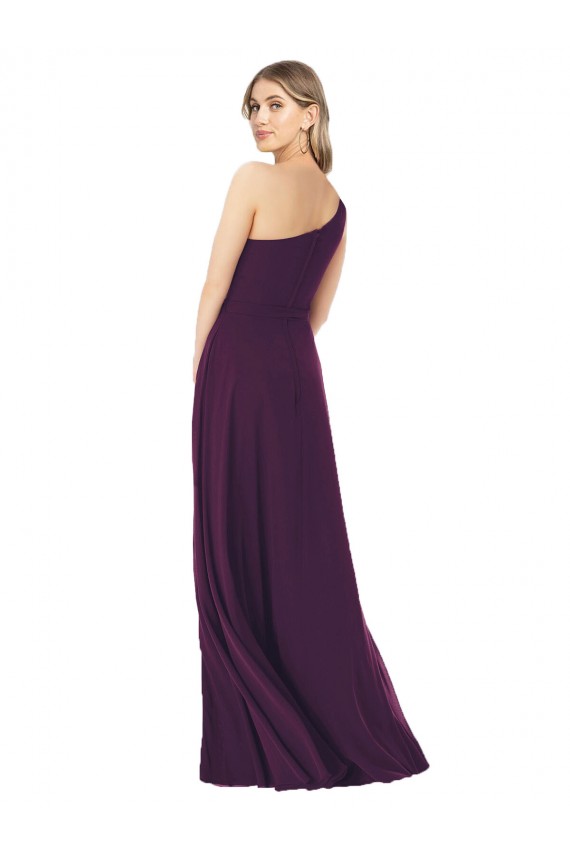 Traube A-Linien Eine-Schulter Chiffon Lange Brautjungfernkleider Websites