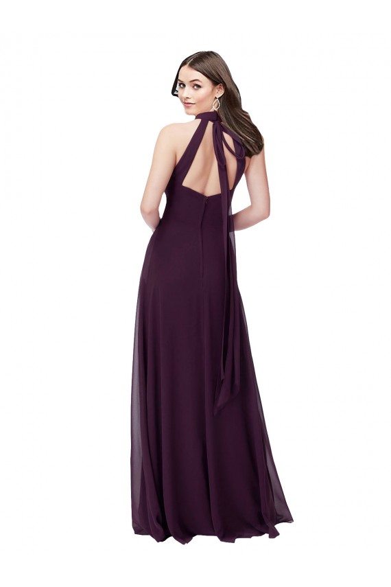 Traube A-Linien Neckholder Stehkragen Ausschnitt Chiffon Lange Brautjungfernkleider Websites