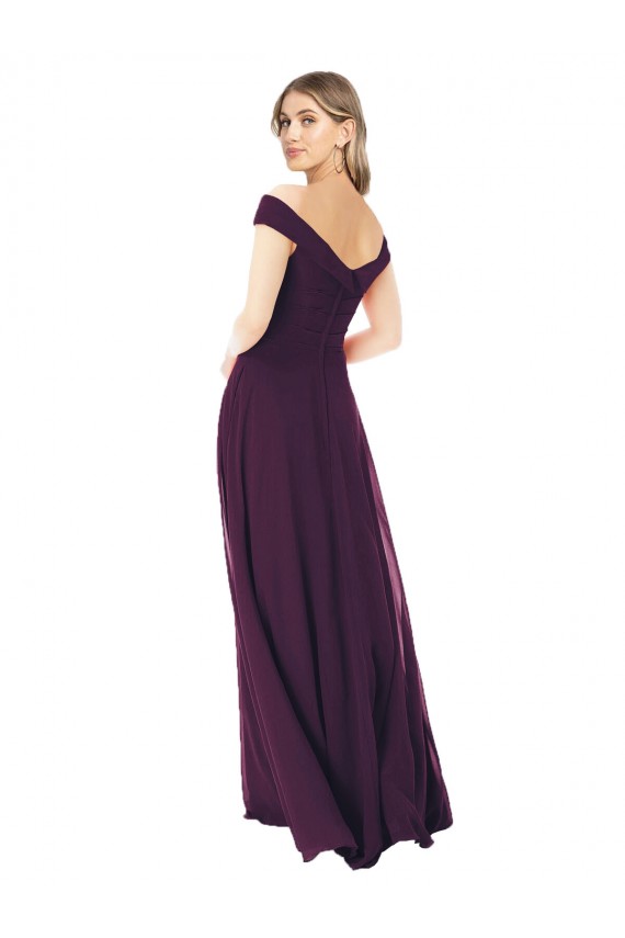 Traube A-Linien Off-Schulter Chiffon Lange Brautjungfernkleider Websites
