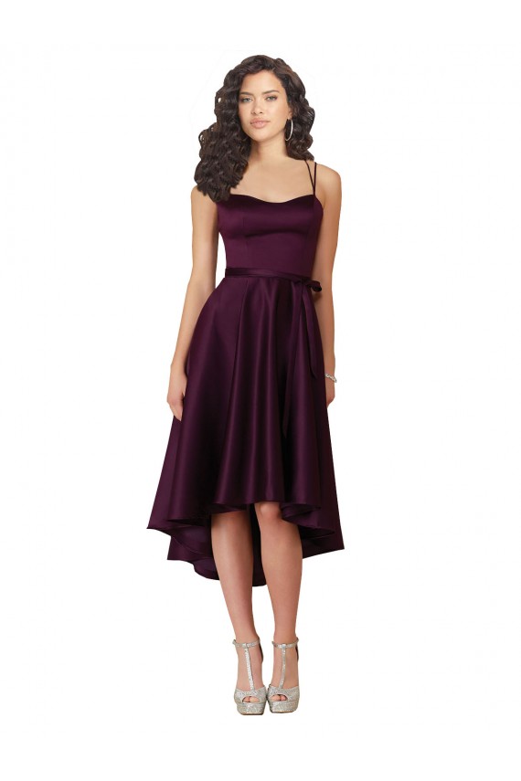 Traube A-Linien Scoop Neck Satin Kurze Brautjungfernkleider / Abiballkleider Websites