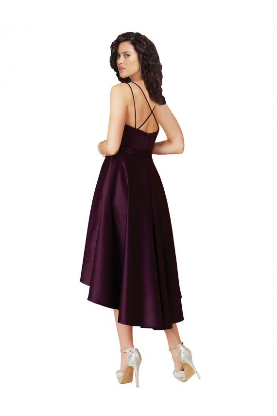Traube A-Linien Scoop Neck Satin Kurze Brautjungfernkleider / Abiballkleider Websites