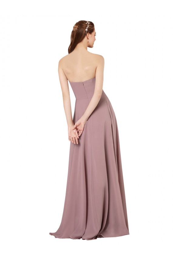 Traube A-Linien Trägerlos Chiffon Lange Brautjungfernkleider Websites