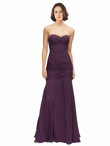 Traube Meerjungfrau Chiffon Lange Brautjungfernkleider Websites