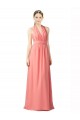 Wassermelone A-Linien Neckholder Chiffon Lange Brautjungfernkleider Websites
