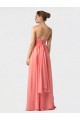 Wassermelone A-Linien Neckholder Chiffon Lange Brautjungfernkleider Websites