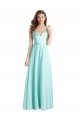 Waterfall A-Linien V-Ausschnitt Chiffon Satin Lange Brautjungfernkleider Websites