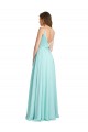 Waterfall A-Linien V-Ausschnitt Chiffon Satin Lange Brautjungfernkleider Websites
