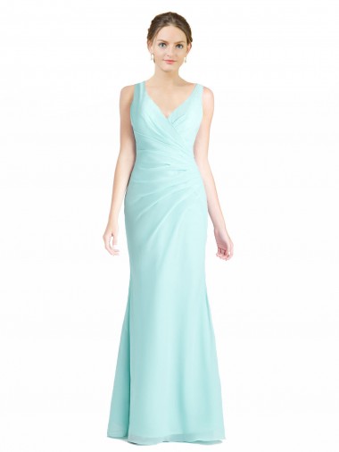 Waterfall Meerjungfrau V-Ausschnitt Chiffon Spitze Lange Brautjungfernkleider Websites