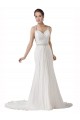 Weiß Etui Kapelle-schleppe Chiffon Strand Brautkleider Websites