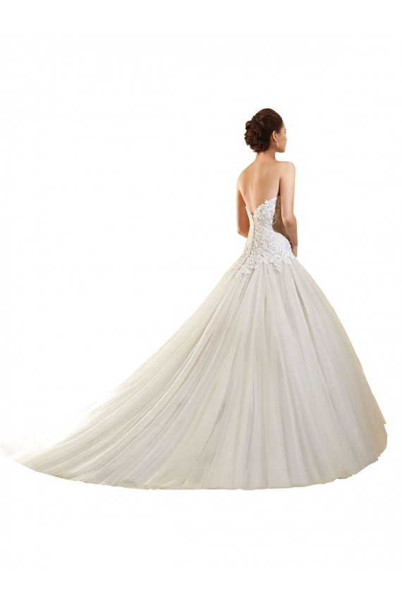 Weiß Prinzessin Kapelle-schleppe Tüll Spitze Brautkleider Websites