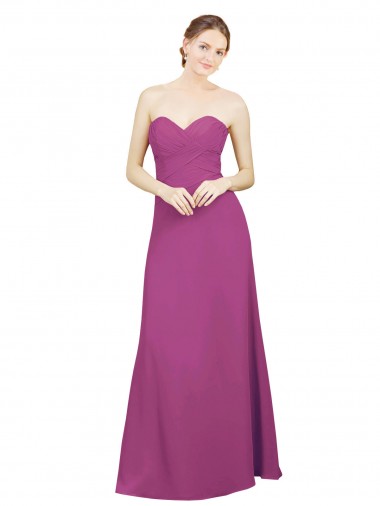 Wilde Beere A-Linien Chiffon Lange Brautjungfernkleider Websites