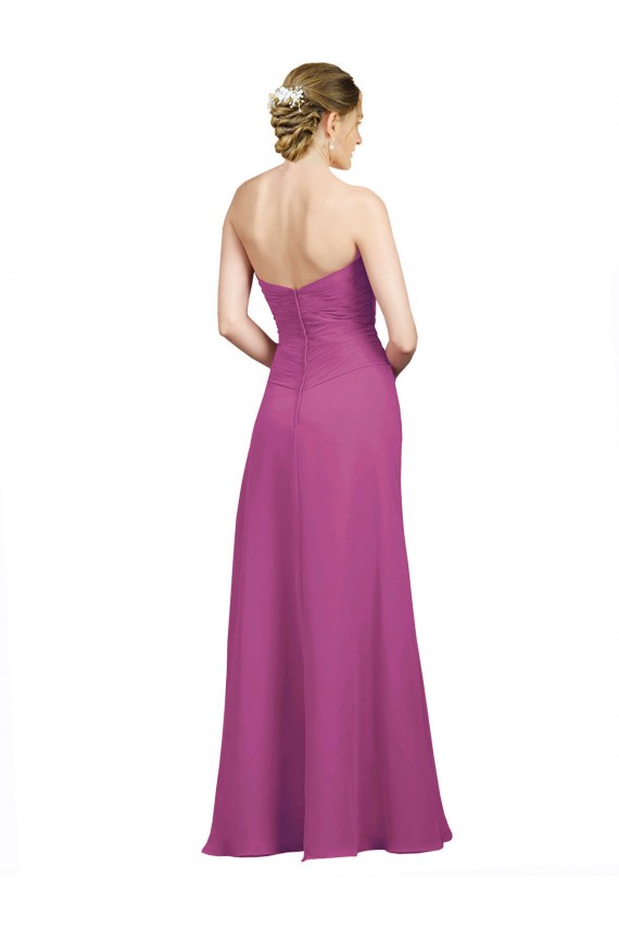 Wilde Beere A-Linien Chiffon Lange Brautjungfernkleider Websites