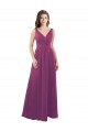 Wilde Beere A-Linien V-Ausschnitt Chiffon Lange Brautjungfernkleider Websites