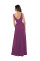 Wilde Beere A-Linien V-Ausschnitt Chiffon Lange Brautjungfernkleider Websites