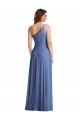 Windsor Blau A-Linien Eine-Schulter Chiffon Lange Formale Brautjungfernkleider / Abendkleider Websites
