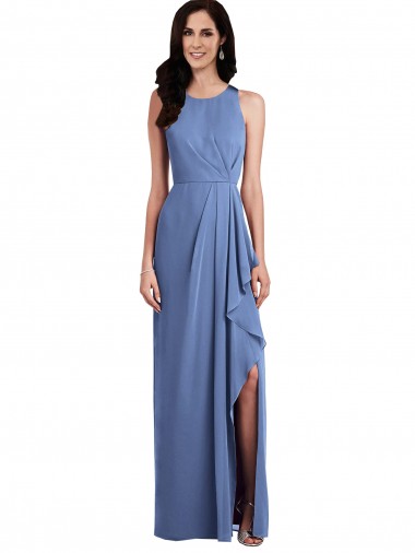 Windsor Blau A-Linien Juwel Ausschnitt Chiffon Lange Brautjungfernkleider Websites
