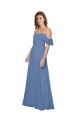 Windsor Blau A-Linien Off-Schulter Trägerlos Chiffon Lange Brautjungfernkleider Websites