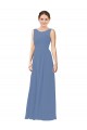 Windsor Blau Etui Illusion Ausschnitt Chiffon Lange Brautjungfernkleider Websites