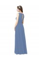 Windsor Blau Etui Illusion Ausschnitt Chiffon Lange Brautjungfernkleider Websites