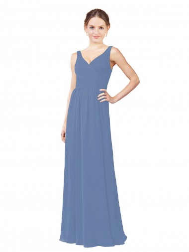 Windsor Blau Etui V-Ausschnitt Chiffon Lange Brautjungfernkleider Websites