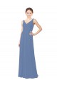 Windsor Blau Etui V-Ausschnitt Chiffon Lange Brautjungfernkleider Websites