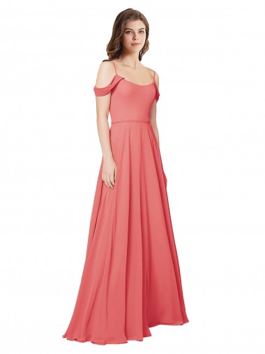 Wüstenrose A-Linien Off-Schulter Chiffon Lange Brautjungfernkleider Websites