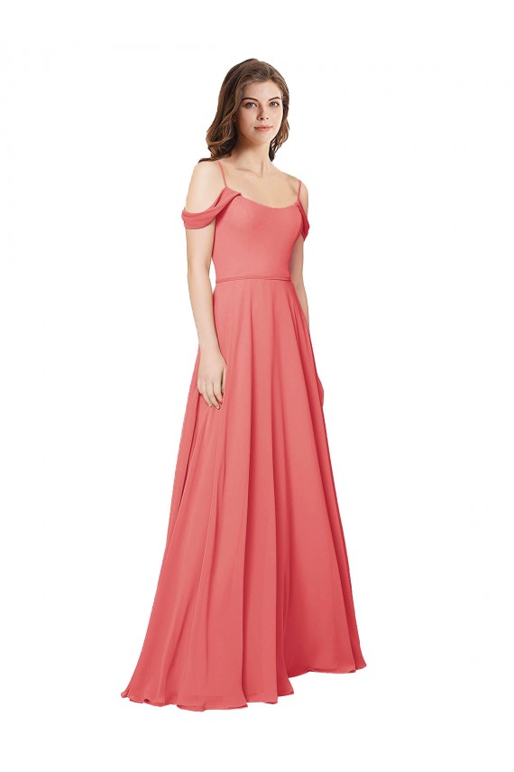 Wüstenrose A-Linien Off-Schulter Chiffon Lange Brautjungfernkleider Websites