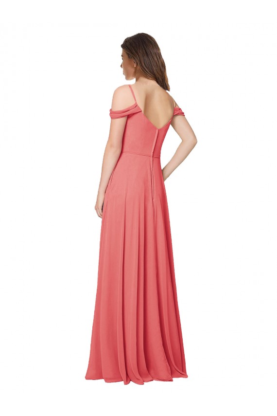 Wüstenrose A-Linien Off-Schulter Chiffon Lange Brautjungfernkleider Websites