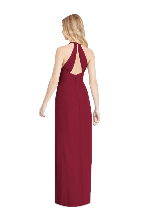 Wüstenrose Trompete Neckholder V-Ausschnitt Chiffon Lange Formale Brautjungfernkleider / Abendkleider Websites